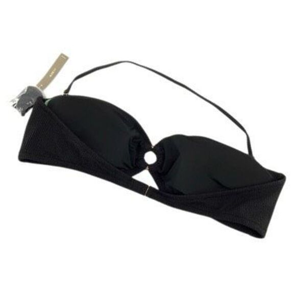 J. Crew Black Heritage Textured O-Ring Bandeau Bikini Top Swimsuit Size 3X NWT - Picture 1 of 3